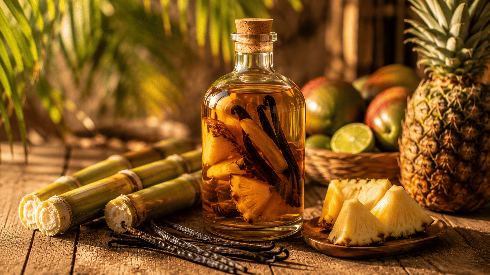 Bouteille de rhum arrangé Rivière du Mât avec fruits